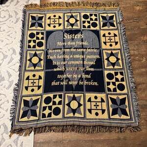 WMG 2005 Vtg Sisters Geometric Tapestry Throw Blanket Made in Spain